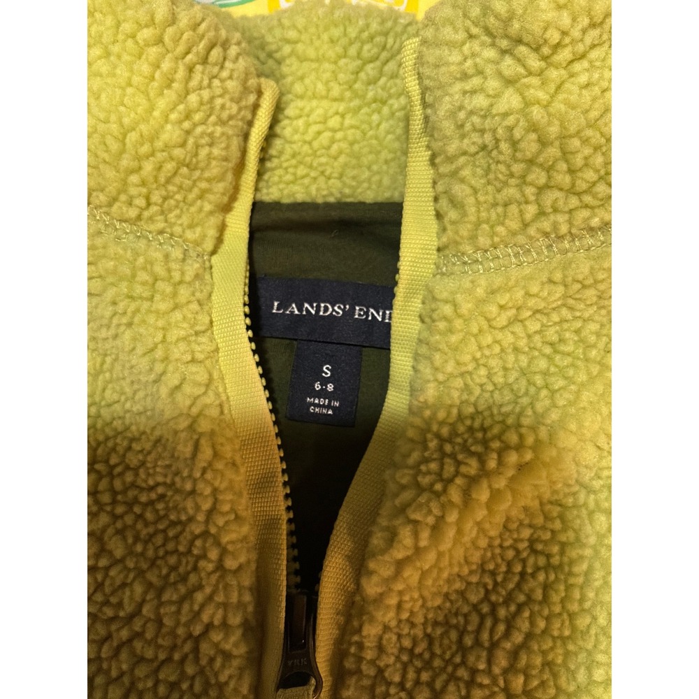 Lands' End Fleece Pullover Womens Small S 6-8 Lime Green 1/4 Zip Sherpa Top - Picture 2 of 6